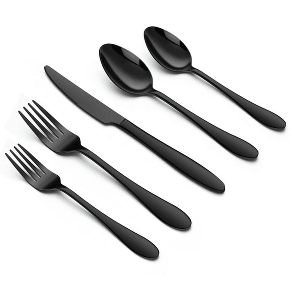 Walchoice 20 Piece Black Silverware Set, Stainless Steel Flatware for 4, Elegant Cutlery Set Includes Knives Forks Spoons, Mirror Polished & Dishwasher Safe EasyOptionXY LLC