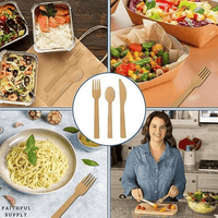 Faithful Supply Bamboo Cutlery Set 300 Ct 120 Forks 100 Spoons & 80 Knives Great for All Occasions EasyOptionXY LLC