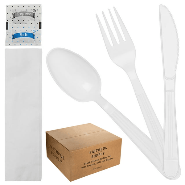 Faithful Supply 50 Ct Disposable Plastic Cutlery Set - Perfect for All Occasions EasyOptionXY LLC