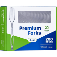 Comfy Package Premium Clear Plastic Forks Heavy Duty Disposable Silverware, 200-Pack EasyOptionXY LLC