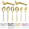 ReaNea Gold Flatware Serving Set of 8 Pieces, Silverware Serving Utensils Large Spoon Set EasyOptionXY LLC
