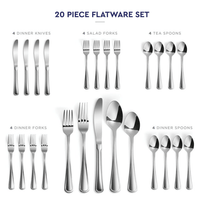 20-Piece Flatware Set - Extra Thick Heavy Duty - 18/10 Stainless Steel Silverware Sets, Set For 4 Flatware Sets EasyOptionXY LLC