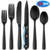 Silverware Set, Flatware Sets with Steak Knives, Flatware 24 Piece Set Food-Grade Stainless Steel Silverware Sets EasyOptionXY LLC