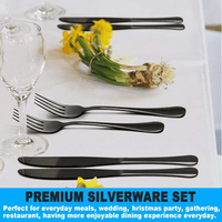 Silverware Set, Flatware Sets with Steak Knives, Flatware 24 Piece Set Food-Grade Stainless Steel Silverware Sets EasyOptionXY LLC