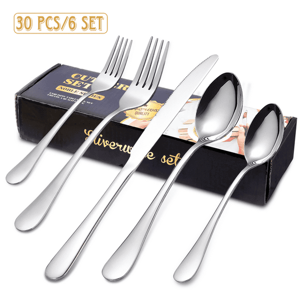 UUGEE Kitchen Silverware Flatware Set 30 Pieces Stainless Steel Cutlery with Forks and Spoons EasyOptionXY LLC