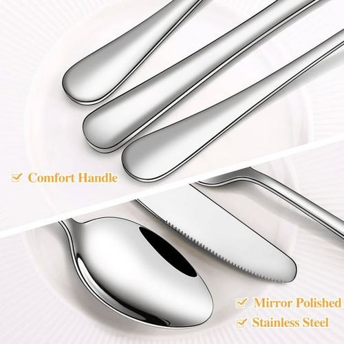 UUGEE Kitchen Silverware Flatware Set 30 Pieces Stainless Steel Cutlery with Forks and Spoons EasyOptionXY LLC