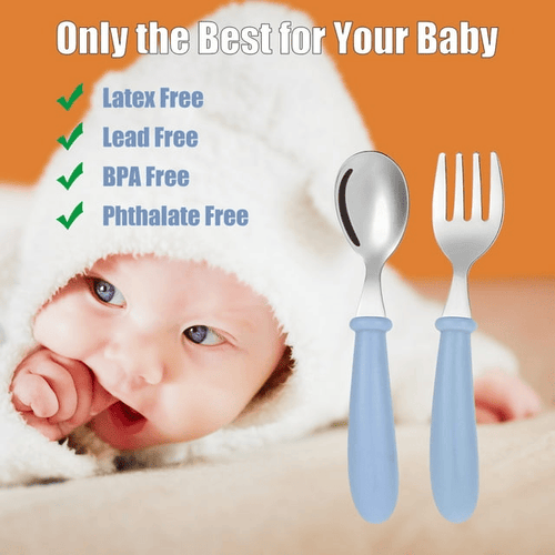 HEQUSIGNS 3Pairs Toddler Spoons and Forks Set, Stainless Steel Kids Utensils with Portable Travel Case, Silverware and Dishes for Baby Self-Feeding EasyOptionXY LLC