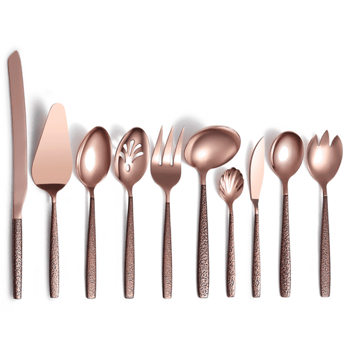 ReaNea Rose Gold Silverware Serving Set 10-Pieces, Stainless Steel Flatware Cutlery Serving Utensil Set EasyOptionXY LLC