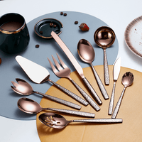 ReaNea Rose Gold Silverware Serving Set 10-Pieces, Stainless Steel Flatware Cutlery Serving Utensil Set EasyOptionXY LLC