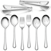 Walchoice 8 Pieces Serving Utensils Set, Stainless Steel Hostess Set, Includes Slotted Spoon/Serving Spoon/Serving Fork/Serving Tongs, Mirror Polished & Dishwasher Safe EasyOptionXY LLC