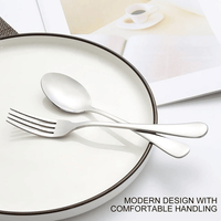 Emlimny 12-piece Forks(8 inch) and Spoons(7 inch) Silverware Set, Food Grade Stainless Steel Flatware Cutlery Set for Home, Kitchen and Restaurant, Mirror Polished, Dishwasher Safe EasyOptionXY LLC