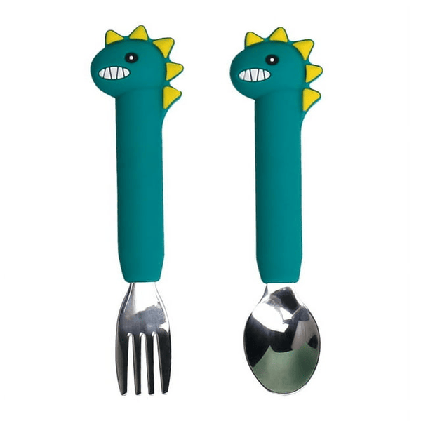 AWINNER Fork and Spoon Carnoon Set Baby Stainless Children Safe Utensil Set No BPA Spoons Flatware For Kids and Toddler - Long Green EasyOptionXY LLC