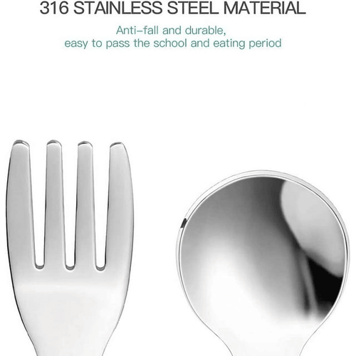 AWINNER Fork and Spoon Carnoon Set Baby Stainless Children Safe Utensil Set No BPA Spoons Flatware For Kids and Toddler - Long Green EasyOptionXY LLC