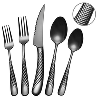 Runfly 20 Piece Hammered Black Silverware Set, 18/10 Stainless Steel Flatware Set, Set Service for 4 EasyOptionXY LLC