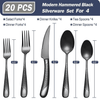 Runfly 20 Piece Hammered Black Silverware Set, 18/10 Stainless Steel Flatware Set, Set Service for 4 EasyOptionXY LLC