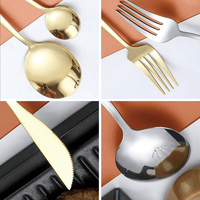 Gold Silverware Set, 24 Pieces Flatware Set, Stainless Steel Utensils Service for 6 Mirror Polished and Dishwasher Safe EasyOptionXY LLC