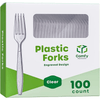 Comfy Package Engraved Plastic Forks Disposable Silverware Heavy Duty Cutlery Clear, 100-pack EasyOptionXY LLC