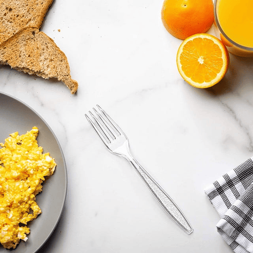 Comfy Package Engraved Plastic Forks Disposable Silverware Heavy Duty Cutlery Clear, 100-pack EasyOptionXY LLC