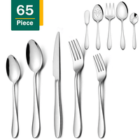 Walchoice 65 Piece Silverware Set with Serving Set, Stainless Steel Flatware Cutlery Set for Home, Metal Eating Utensils Service for 12 EasyOptionXY LLC