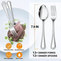 Walchoice 24-Piece Forks and Spoons Set, Stainless Steel Silverware Set For Home, Metal Eating Tableware, Elegant Scalloped Edge & Mirror Polished EasyOptionXY LLC