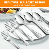 Walchoice 24-Piece Forks and Spoons Set, Stainless Steel Silverware Set For Home, Metal Eating Tableware, Elegant Scalloped Edge & Mirror Polished EasyOptionXY LLC