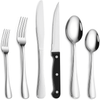 Cibeat 24-Piece Silverware Set with Steak Knives, Stainless Steel Flatware Set, Kitchen Cutlery Set for 4, Include Steak Knife/Fork/Spoon, Dishwasher Safe EasyOptionXY LLC