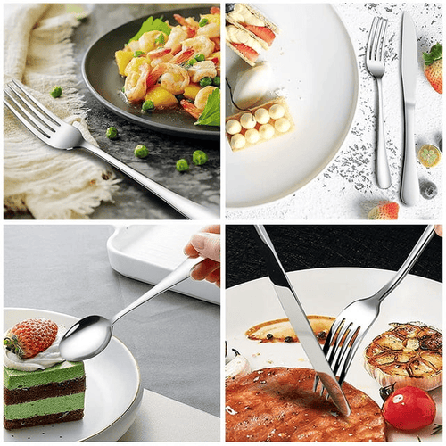 Cibeat 24-Piece Silverware Set with Steak Knives, Stainless Steel Flatware Set, Kitchen Cutlery Set for 4, Include Steak Knife/Fork/Spoon, Dishwasher Safe EasyOptionXY LLC