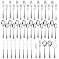 Vesteel 45-Piece Silverware Set with Serving Utensils, Stainless Steel Hammered Flatware Cutlery Set for 8 Include Forks Knives Spoons, Heavy Duty & Mirror Polished EasyOptionXY LLC