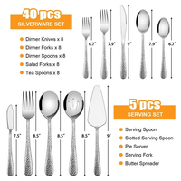 Vesteel 45-Piece Silverware Set with Serving Utensils, Stainless Steel Hammered Flatware Cutlery Set for 8 Include Forks Knives Spoons, Heavy Duty & Mirror Polished EasyOptionXY LLC