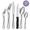 Bestdin 72 Pieces Silverware Sets Service for 12, Premium Stainless Steel Spoons and Forks Set with Steak Knives, Mirror Polished Flatware Set for Home Kitchen Restaurant, Dishwasher Safe EasyOptionXY LLC