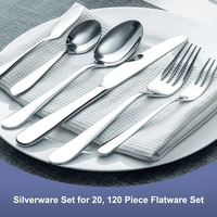 120 Piece Flatware Set for Wedding or Restaurant, Silverware Set for 20 People, Stainless Steel Flatware Sets, Mirror Polished Cutlery Utensil Set, Include Forks Spoons Knife Set, Dishwasher Safe EasyOptionXY LLC