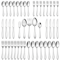 Walchoice 45 Piece Silverware Set with Serving Set, Stainless Steel Flatware Cutlery Set for Home, Metal Eating Utensils Service for 8 EasyOptionXY LLC