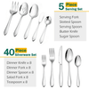 Walchoice 45 Piece Silverware Set with Serving Set, Stainless Steel Flatware Cutlery Set for Home, Metal Eating Utensils Service for 8 EasyOptionXY LLC