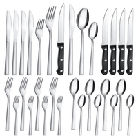 Bestdin 24 Pieces Silverware Set with Steak Knives, Stainless Steel Flatware Sets Service for 4, Mirror Polished Pattern Design Tableware Sets for Home Kitchen Restaurant Hotel, Dishwasher Safe EasyOptionXY LLC