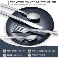 Bestdin 24 Pieces Silverware Set with Steak Knives, Stainless Steel Flatware Sets Service for 4, Mirror Polished Pattern Design Tableware Sets for Home Kitchen Restaurant Hotel, Dishwasher Safe EasyOptionXY LLC