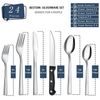 Bestdin 24 Pieces Silverware Set with Steak Knives, Stainless Steel Flatware Sets Service for 4, Mirror Polished Pattern Design Tableware Sets for Home Kitchen Restaurant Hotel, Dishwasher Safe EasyOptionXY LLC