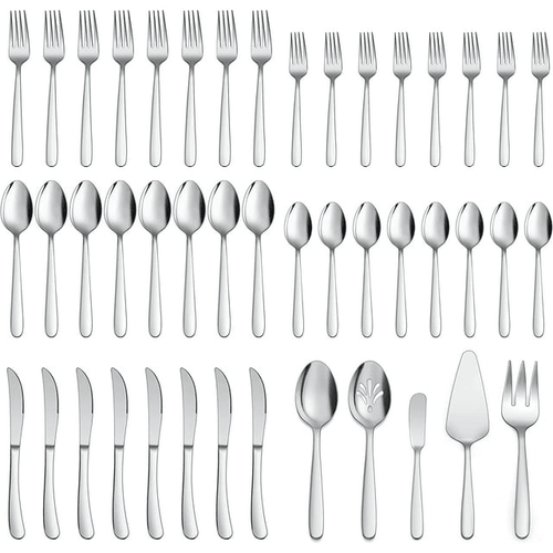 Vesteel 45 Piece Modern Silverware Set with Serving Utensils, Stainless Steel Flatware Cutlery Set for 8, Eating Utensils Tableware Include Forks Knives Spoons, Heavy Duty & Mirror Finished EasyOptionXY LLC