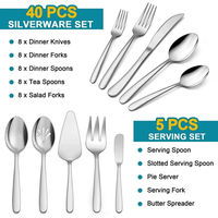 Vesteel 45 Piece Modern Silverware Set with Serving Utensils, Stainless Steel Flatware Cutlery Set for 8, Eating Utensils Tableware Include Forks Knives Spoons, Heavy Duty & Mirror Finished EasyOptionXY LLC