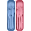 2 Pack Reusable Travel Utensils Set with Case, Wheat Straw Portable Knife Fork Spoons Tableware, Eco-Friendly Cutlery for Kids Adults Travel Picnic Camping Utensils, Blue and Pink EasyOptionXY LLC