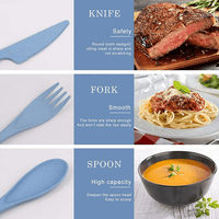 2 Pack Reusable Travel Utensils Set with Case, Wheat Straw Portable Knife Fork Spoons Tableware, Eco-Friendly Cutlery for Kids Adults Travel Picnic Camping Utensils, Blue and Pink EasyOptionXY LLC