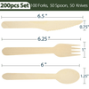 LotFancy 200 Count Disposable Wooden Cutlery Set, Biodegradable Utensils, 100 Forks, 50 Spoons, 50 Knives EasyOptionXY LLC
