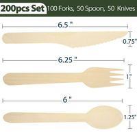 LotFancy 200 Count Disposable Wooden Cutlery Set, Biodegradable Utensils, 100 Forks, 50 Spoons, 50 Knives EasyOptionXY LLC