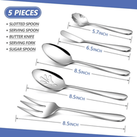 Walchoice 5-Piece Serving Set, Stainless Steel Hostess Serving Set for Wedding Banquet Buffet, Includes Slotted Spoon, Serving Spoon, Serving Fork, Butter Knife & Sugar Spoon EasyOptionXY LLC