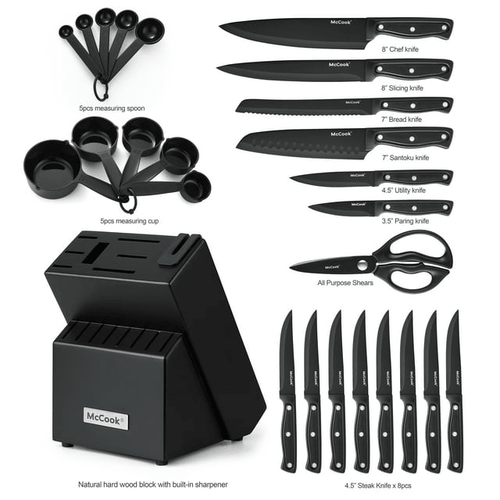 McCook MC701 Dishwasher Safe Black Knife Sets, 26 Pcs EasyOptionXY LLC