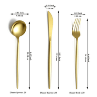 ReaNea Gold Silverware Set 60 Piece Stainless Steel Flatware Set, Knives Forks Spoons Cutlery Set Service for 20 EasyOptionXY LLC