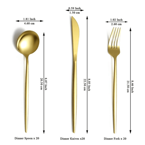 ReaNea Gold Silverware Set 60 Piece Stainless Steel Flatware Set, Knives Forks Spoons Cutlery Set Service for 20 EasyOptionXY LLC