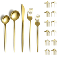 ReaNea Gold Silverware Set 60 Piece Stainless Steel Flatware Set, Knives Forks Spoons Cutlery Set Service for 12 EasyOptionXY LLC
