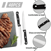 49-Piece Silver Flatware Set with Steak Knives and Dinner Forks - Perfect for kitchens, Picnics, Weddings, and Parties,Dishwasher safe EasyOptionXY LLC