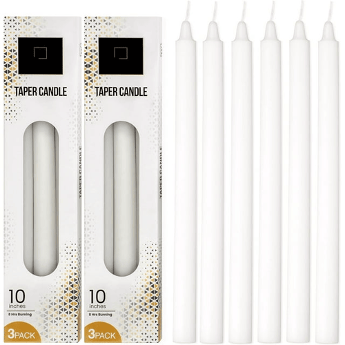 DecorRack 6 White Taper Candles, 10 inch EasyOptionXY LLC