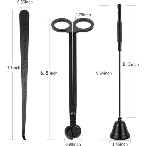 Arroyner 3-Pack Candle Accessory Set, Candle Wick Trimmer, Bell Shaped Candle Wick Dipper, Candle Snuffer, Oil Lamp Scissor Cutter Tool with Gift Package(Black) EasyOptionXY LLC